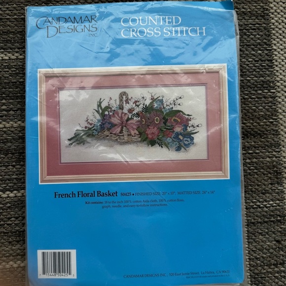 Candamar Designs Inc. French Floral Basket Counted Cross Stitch Kit 50425 20x10" - Picture 2 of 5